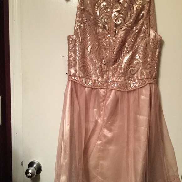 NWT David’s Bridal Blush Dress w/ Metallic Sequins - Picture 3 of 4